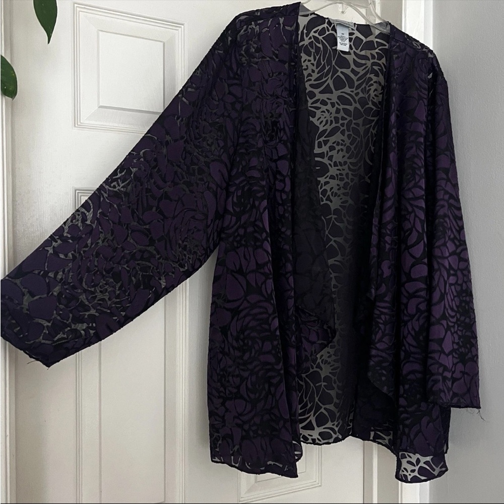 Vintage Catherine’s Open Front Cardigan Women’s 3X Sheer Burnout Y2K Witchy